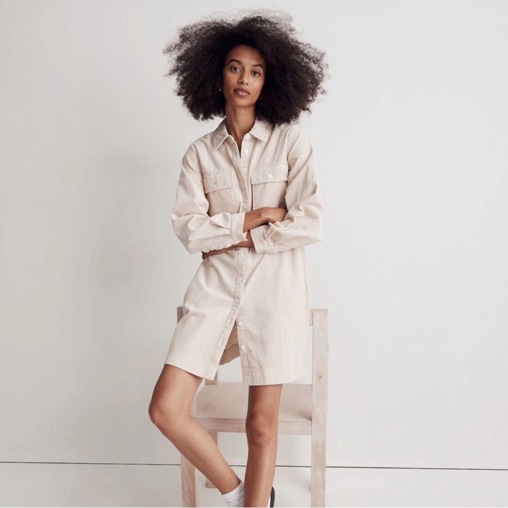 Madewell Cream Corduroy Dress